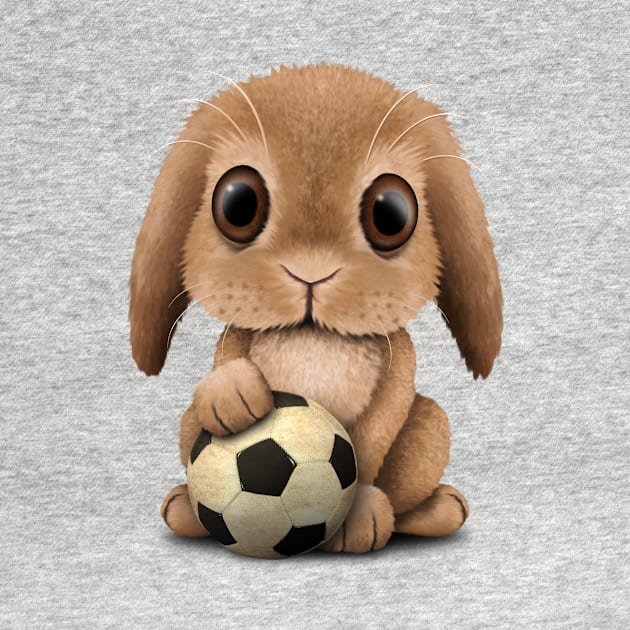 Cute Baby Bunny With Football Soccer Ball by jeffbartels